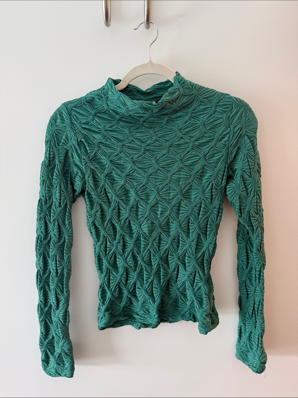 Textured Green Long-Sleeve Women's Sweater